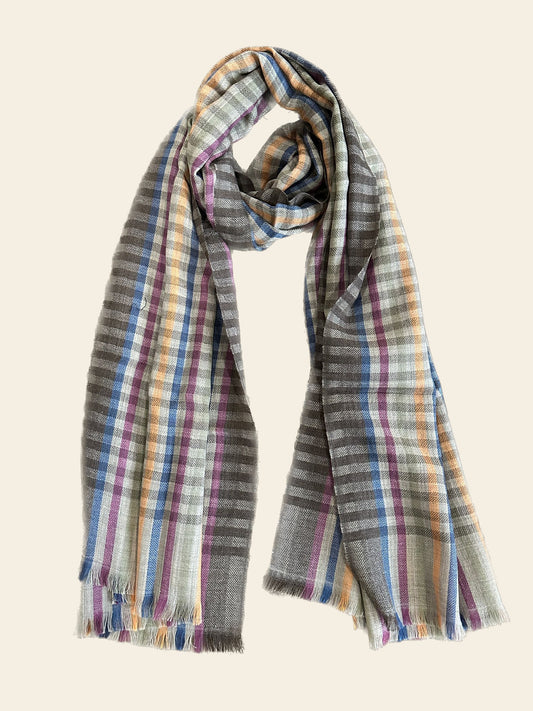 Multicolor Check Design Pure Wool Scarf