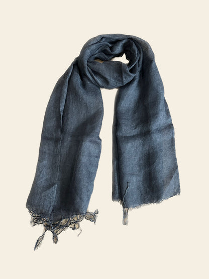 Black Cotton Linen Scarf
