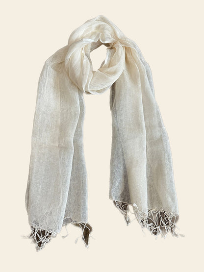 Cream Cotton Linen Scarf