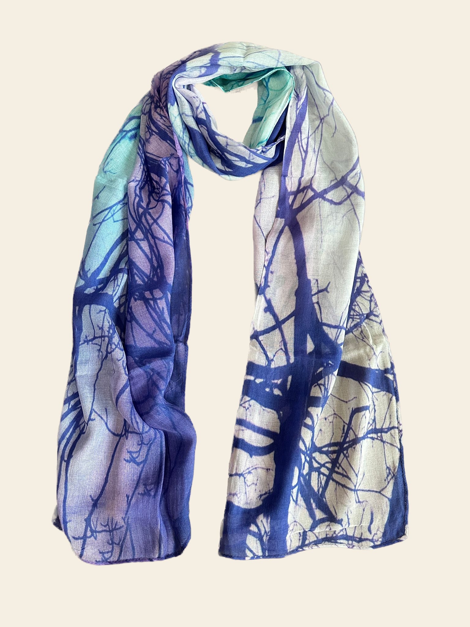 Purple Digital Print Oblong Scarf