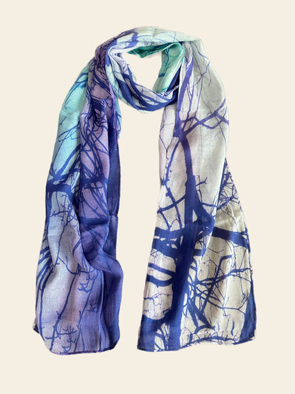 Purple Digital Print Oblong Scarf