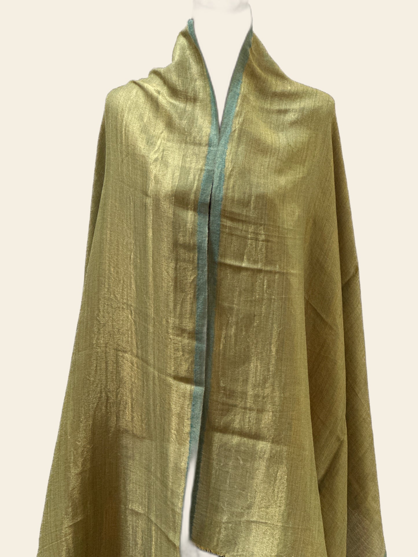 Zari Pashmina Plain Reversible Shawl - Green