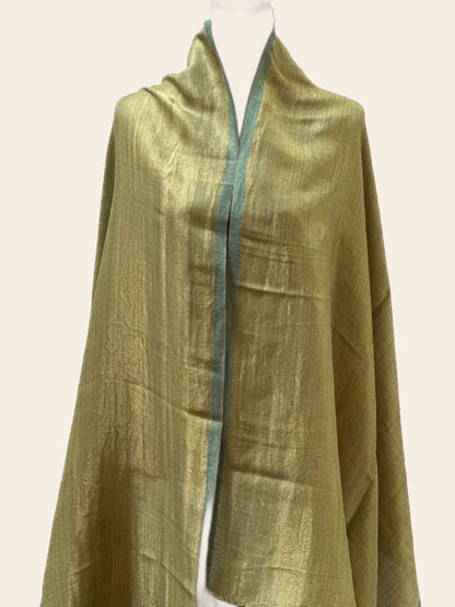 Zari Pashmina Plain Reversible Shawl - Green
