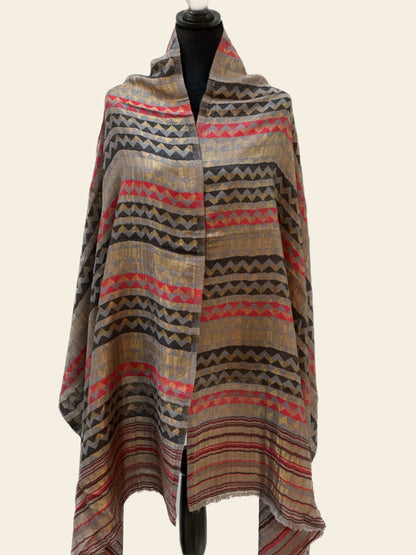Zari Pashmina Reversible Shawl - Modern