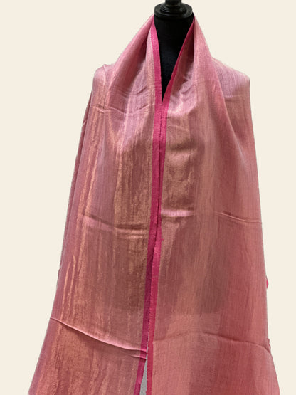 Zari Pashmina Plain Reversible Shawl - Pink