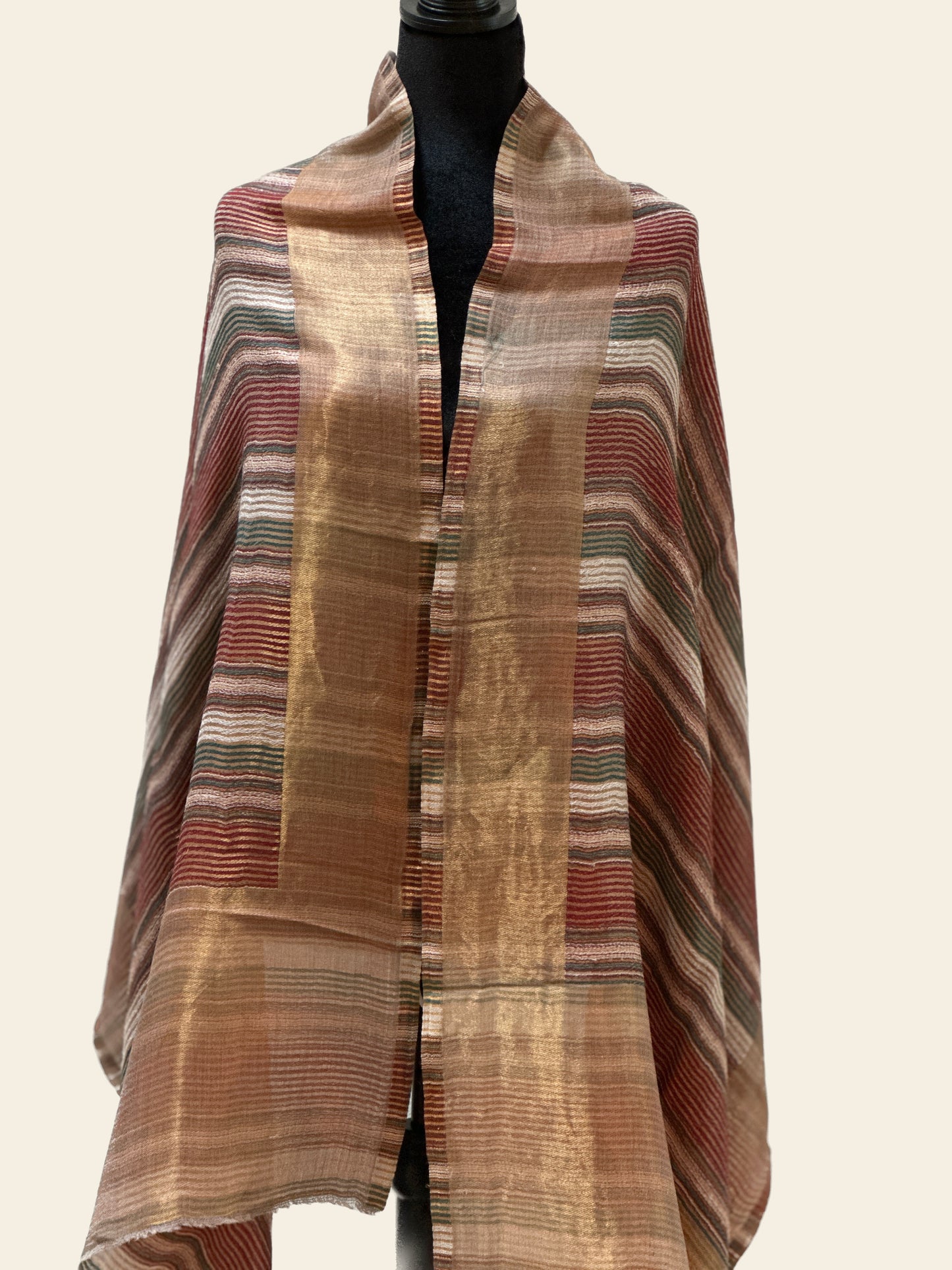 Zari Pashmina Striped Reversible Shawl