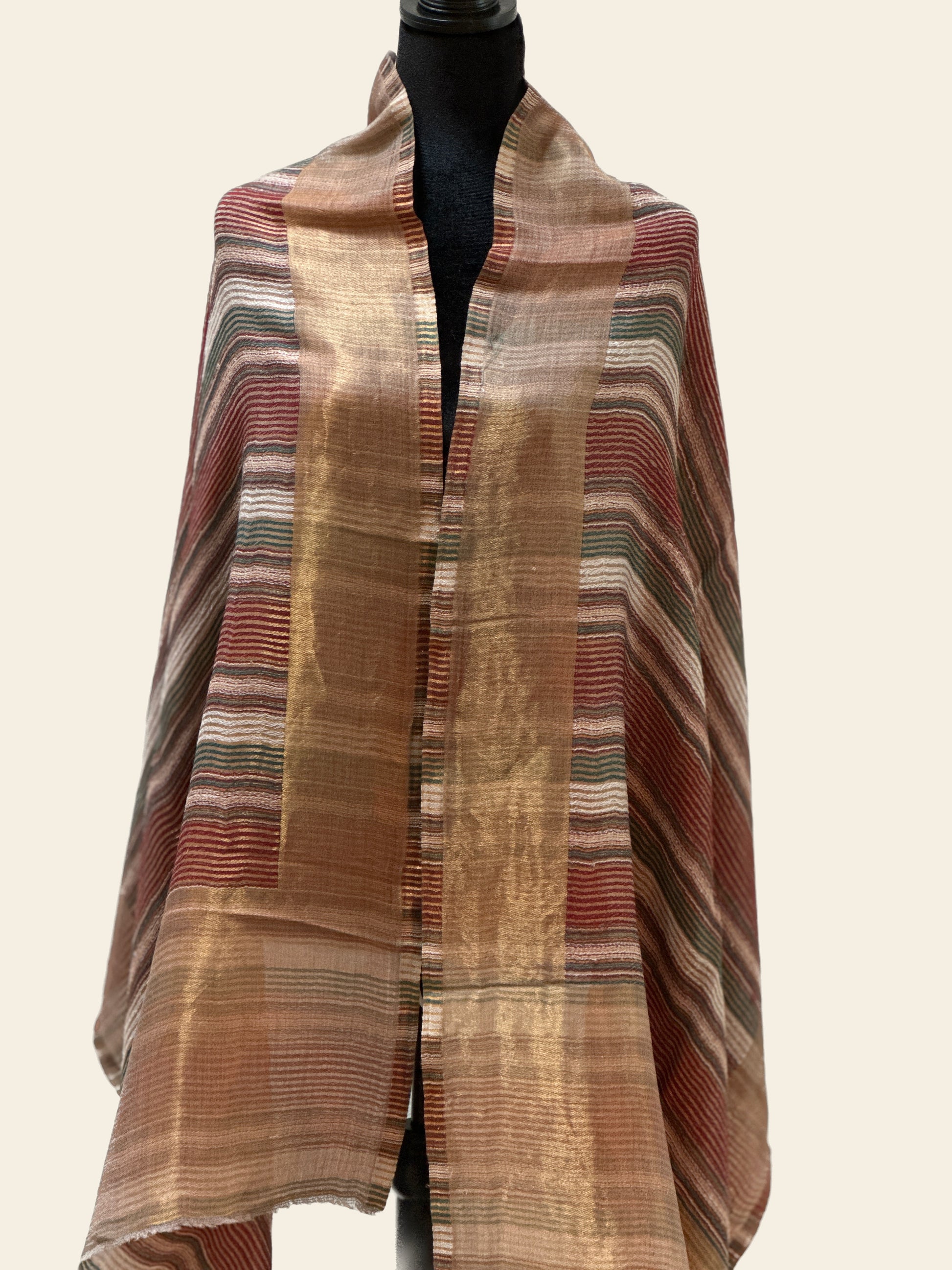 Zari Pashmina Striped Reversible Shawl