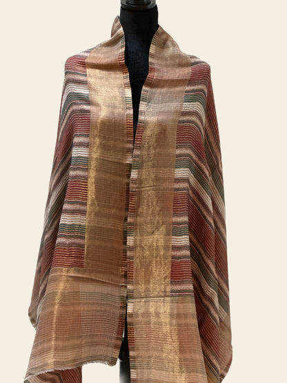 Zari Pashmina Striped Reversible Shawl