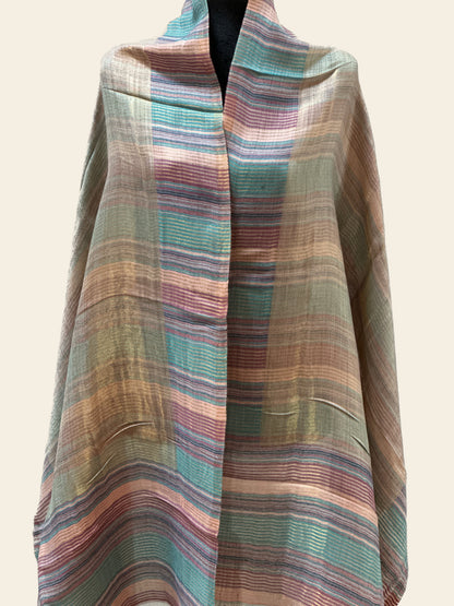 Zari Pashmina Striped Reversible Shawl - Multicolor