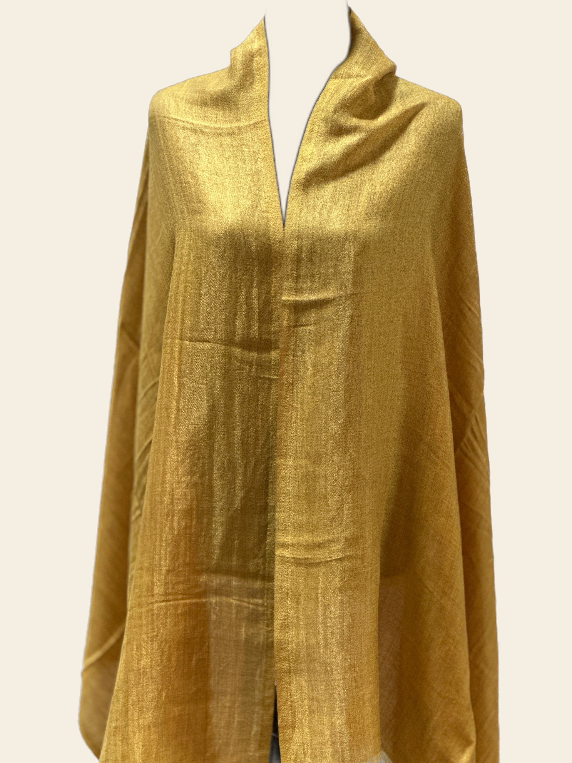 Zari Plain Reversible Shawl - Mustard