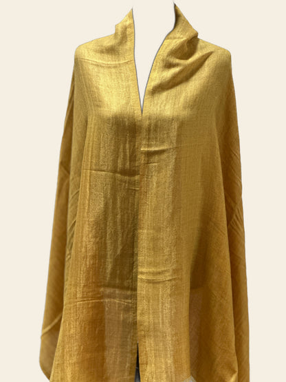 Zari Plain Reversible Shawl - Mustard