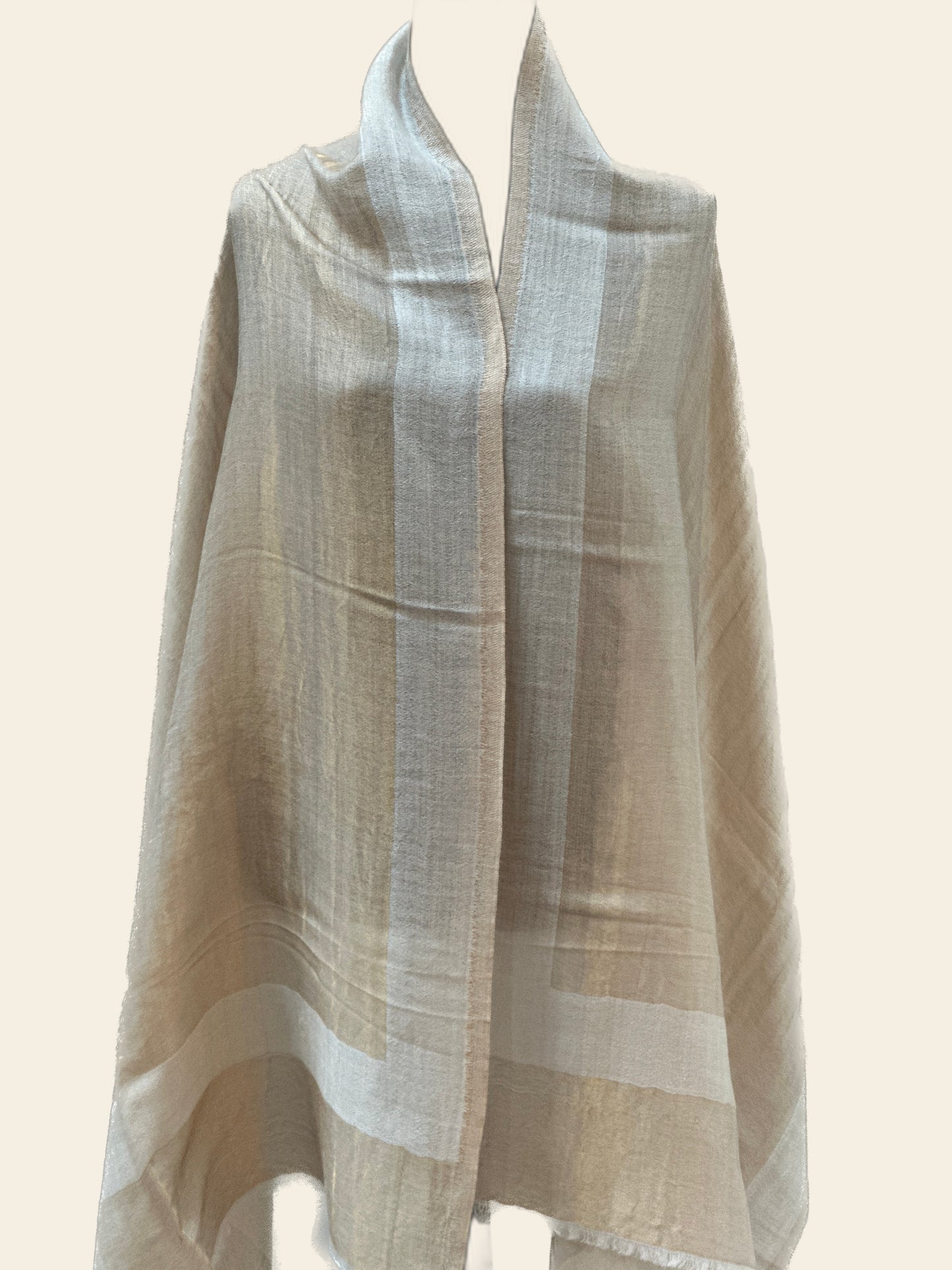 Zari Pashmina Reversible Shawls - Creme
