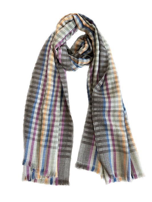 Multicolor Check design pure wool scarf
